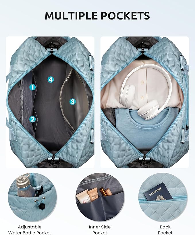 Gifts for Sister - Personalized Travel Bag with Shoe Compartment, Monogram Overnight Bag, Letter Travel Bag with Makeup Bag