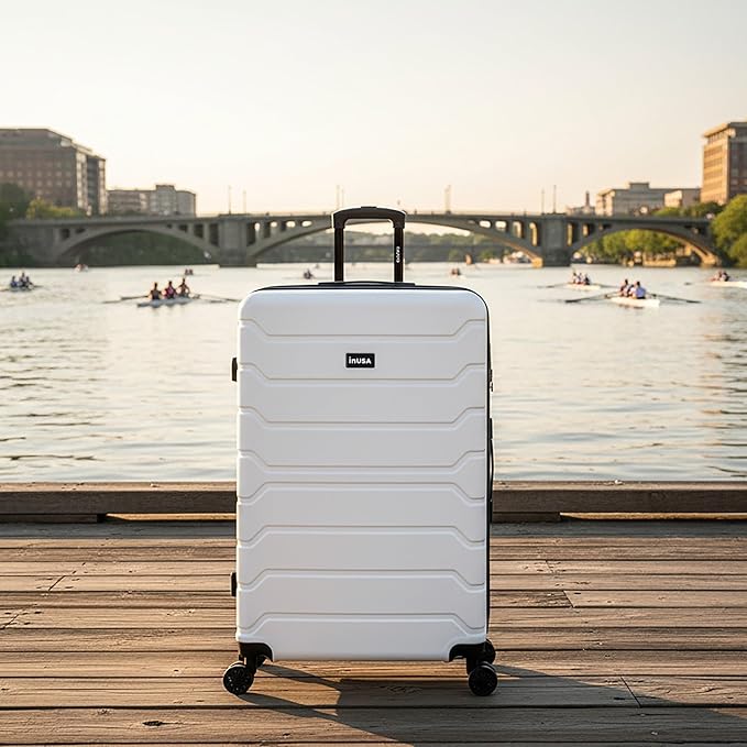 InUSA TREND Luggage with Spinner Wheels | Durable lightweight Hardside Suitcase, Travel Bag with Handle and Trolley | 32-inch Extra-Large Checked luggage | White