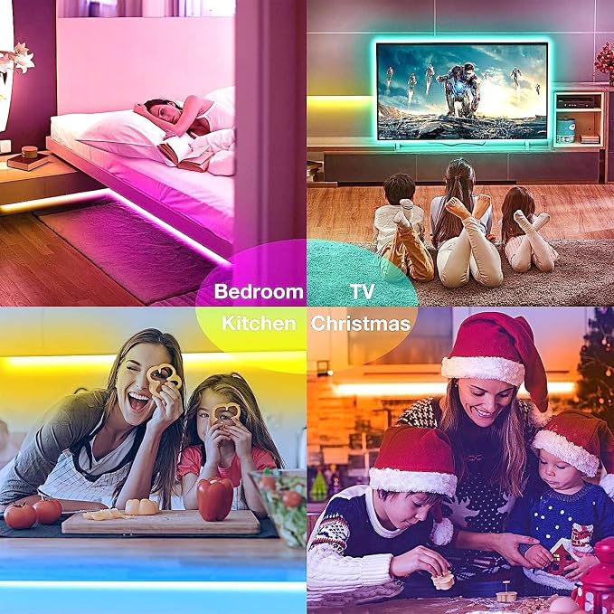hyrion Alexa LED Strip Lights for Bedroom 200ft, Smart Wireless RGB | Work with Google Assistant, Music Sync, 16 Million Colors lights, App/Remote/Voice control, Perfect for room decor and party