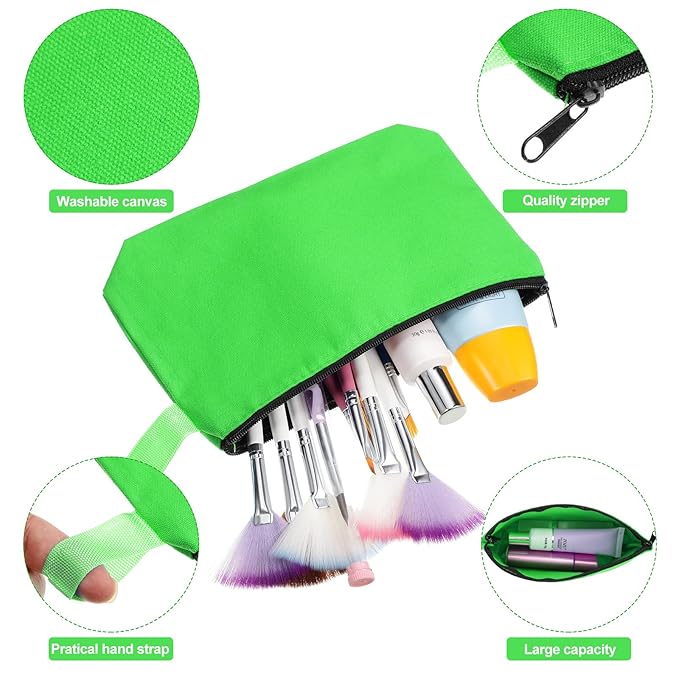 Saintrygo 30 Pcs Canvas Makeup Bags Bulk for Women Cosmetic Bags Small Travel Canvas Zipper Pouch Blank DIY Multipurpose Toiletry Hygiene Pouch for Women Purse Pencil Case(Classic,8.7 x 5 x 1.8 Inch)