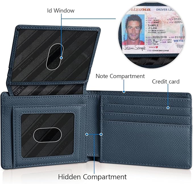 RUNBOX Wallet for Men Slim Rfid Leather 2 ID Window With Gift Box | Slim, Rfid, 2 ID Window, With Gift Box, Slim, Rfid