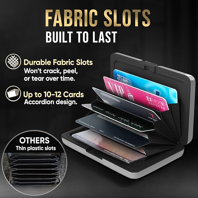 TopMost Aluminum Wallet, Card Case Wallet, Metal RFID Credit Card Holder for Men & Women, 6 Cotton Slots for 10-12 Cards And Bills, Rfd Protective