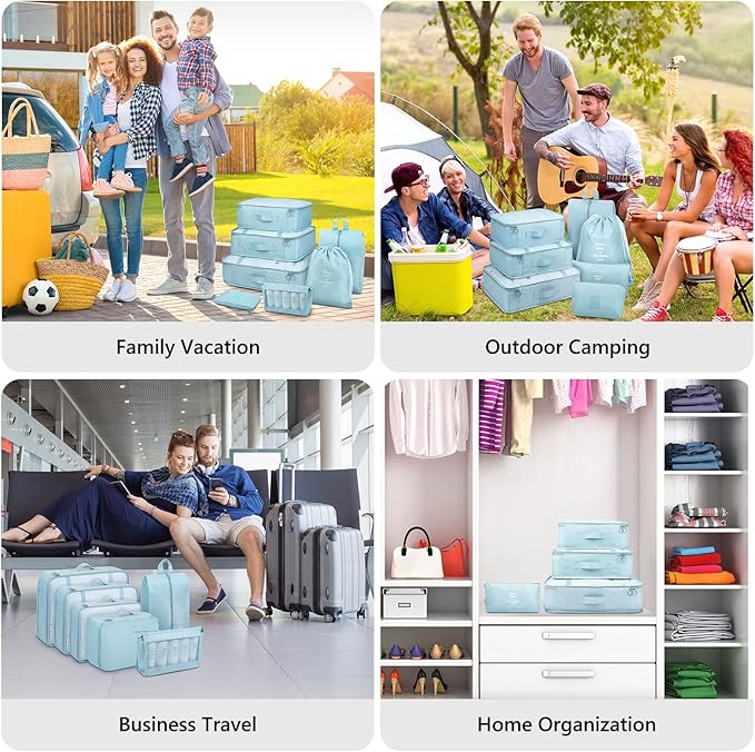 Mossio 9 Set Packing Cubes with Shoe Bag & Electronics Bag - Luggage Organizers Suitcase Travel Accessories