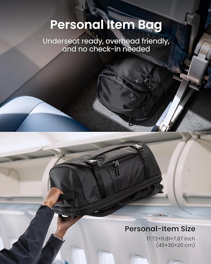 tomtoc Travel Backpack 28L, TSA Friendly Flight Approved Carry-on Luggage, Personal Item Travel Bag, Water-resistant Lightweight Business Rucksack, Durable Bag Fits 16 Inch Laptop