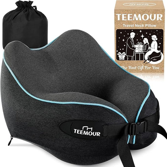 Teemour Neck Pillow for Traveling, Travel Neck Pillows for Airplanes, GIFS for Mom Memory Foam Airplane Pillow for Long Flight, Travel Essentials, Design for Airplane, Car & Office