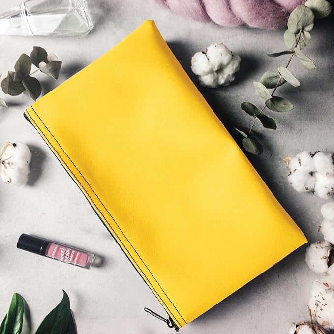 Multi-Purpose Zipper Bag, Reusable, Travel Pouch, Lightweight, Makeup Organizer, 11 x 6 Inch (Yellow)