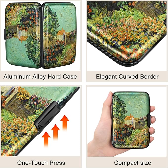 ELFISH Mini RFID Aluminum Wallet Credit Cards Holder Business Card Case Metal ID Case for Men Women(Scenery)