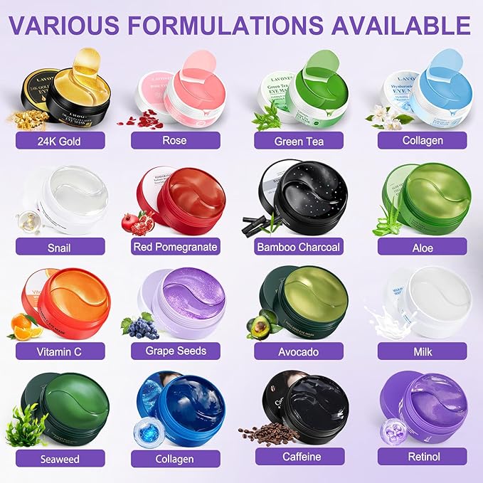 Eye Mask - 30 Pairs Retinol Under Eye Patches Skin Care Products,Eye Masks Skincare for Dark Circles and Puffiness, Reduce Wrinkles, Eye Bags and Fine Lines, for Women and Man - Deep Purple