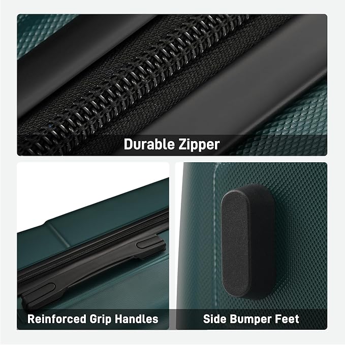 Merax Luggage Sets 3 Piece, Suitcases with Spinner Wheels, Lightweight Travel Luggage with Lock, ABS Hardshell Suitcase Set 20/24/28 IN,Dark Green