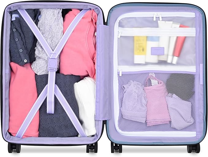 florence by mills Spin Me Away Hardside Expandable Luggage with Spinner Wheels, Zinc Blue, Carry-On 20 Inch