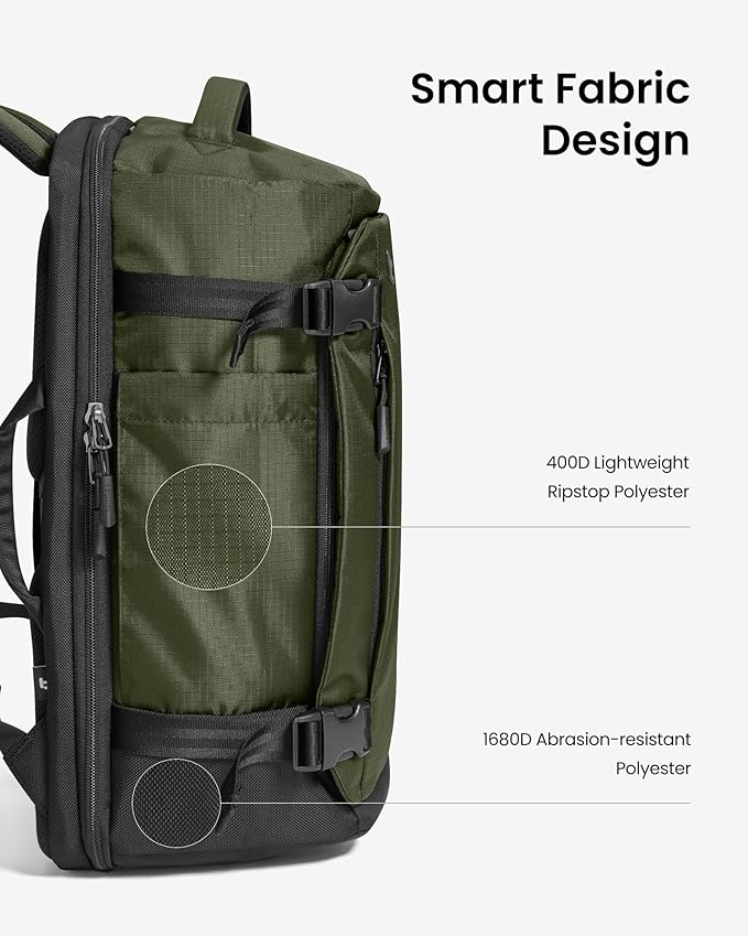 tomtoc Travel Backpack 40L, TSA Friendly Flight Approved Carry-on Luggage Hand Water-resistant Lightweight Business Rucksack, Durable Large Weekender Bag Daypack Fits 17.3 Inch Laptop