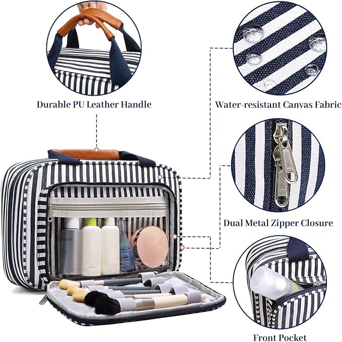Bosidu Hanging Travel Toiletry Bag,Large Capacity Cosmetic Travel Toiletry Organizer for Women with 4 Compartments & 1 Sturdy Hook,Perfect for Travel/Daily Use/Christmas