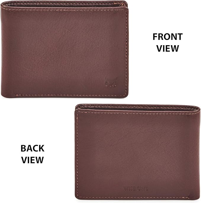 Real Leather Mens Bifold Wallet RFID Blocking Slim Minimalist Front Pocket - Thin & Stylish with ID Window in Gift Box (Nappa, Cognac)