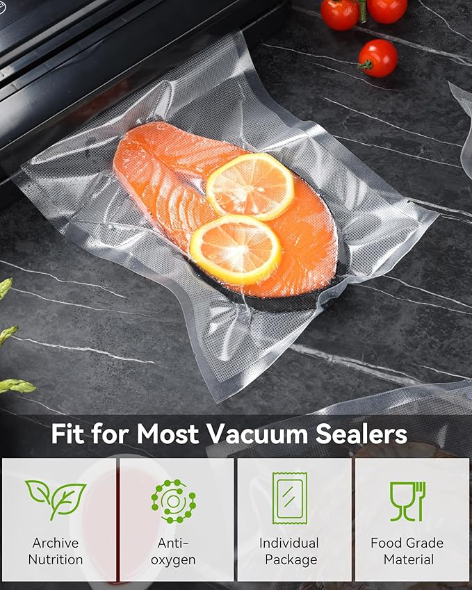 AENTGIU 300-Count Food Vacuum Sealer Bags 8 x 12 inch, Thick BPA-Free Sous Vide Bags Compatible with Most Vac Machines, Food Saver, Seal a Meal, Commercial Grade Quart Precut Meal Prep Storage Bags
