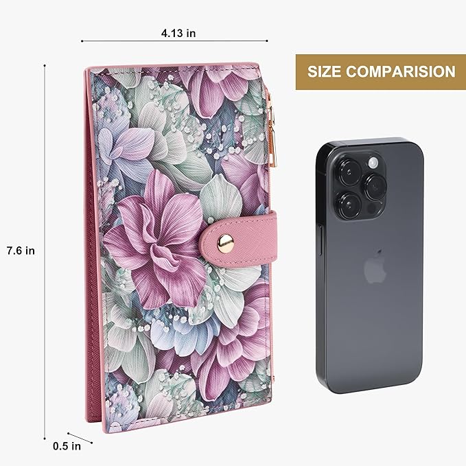 Travelambo RFID Wallet Women Large Size Bifold Multi Card Wallet Case with Zipper Pocke Credit Card Holder for Women