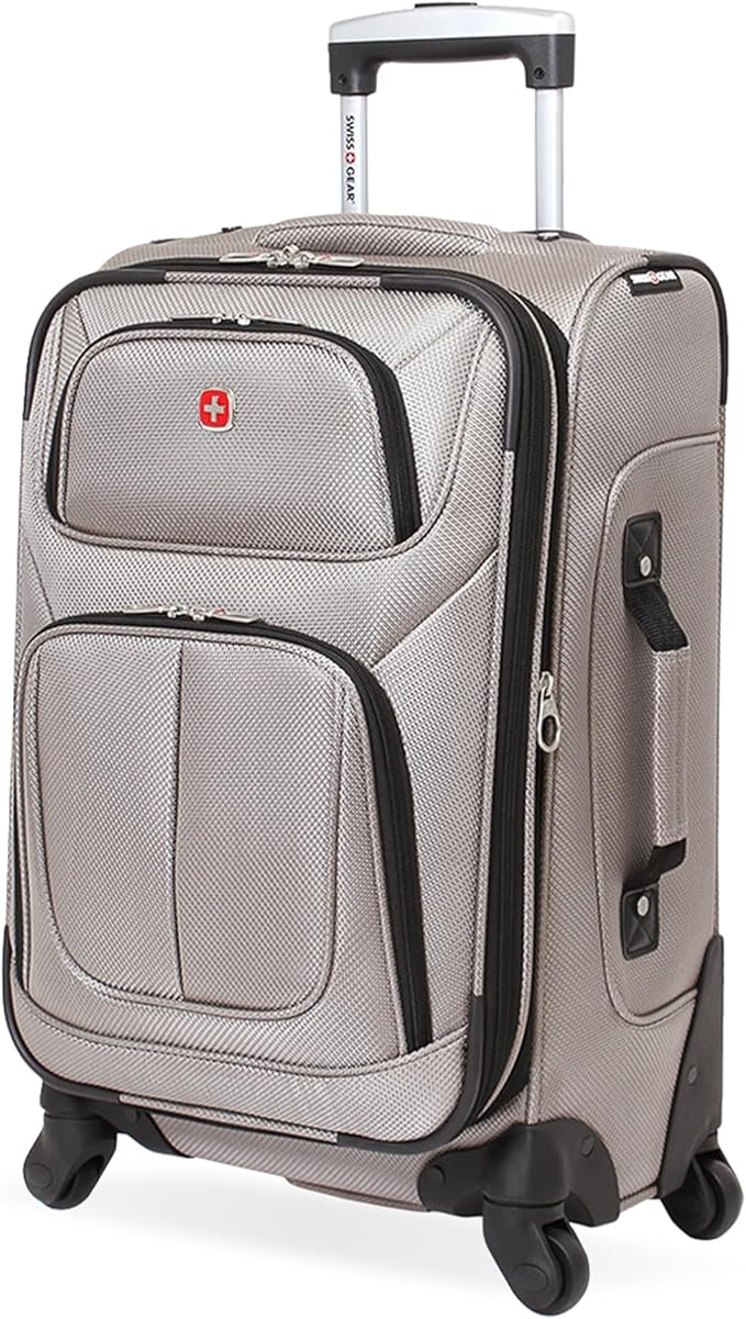 SWISSGEAR Sion Softside Expandable Spinner Luggage Durable Lightweight Travel Suitcase, Pewter, Carry-On 21-Inch