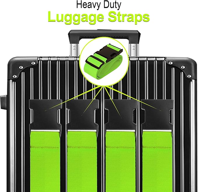 Luggage Straps for Suitcases TSA Approved Travel Belt 8 Pack by Chelmon (Green)