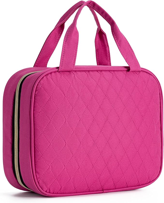 MODENGKONGJIAN Travel Toiletry Bag - Hanging Toiletry Bag for Women, Waterproof Makeup Cosmetic Bag Travel Organizer for Accessories, Shampoo, Full-size Container, Toiletries (Rose Red)