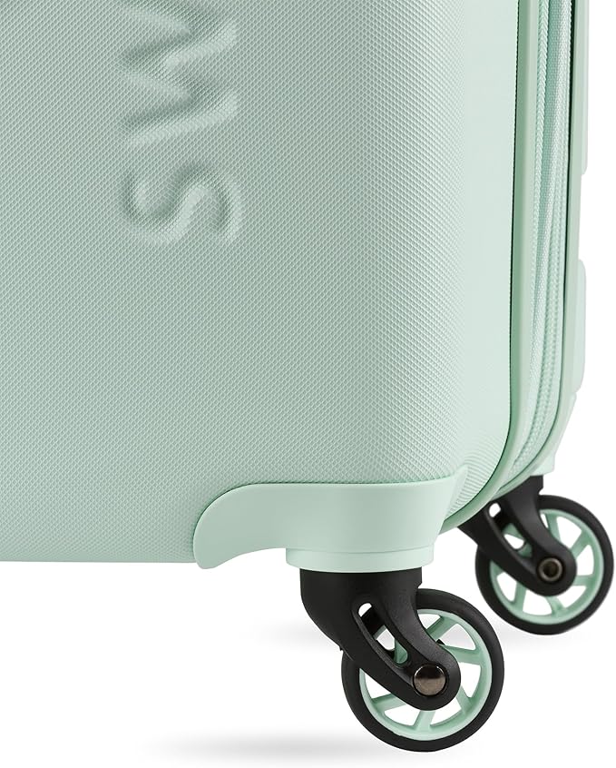SwissGear 7366 Signature Hardside Expandable Luggage with Spinner Wheels, TSA Lock, Cup-Holder, Clearly Aqua, Carry-On 19-Inch