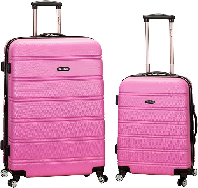 Rockland Melbourne Hardside Expandable Spinner Wheel Luggage, Pink, 2 Piece (20"/28")