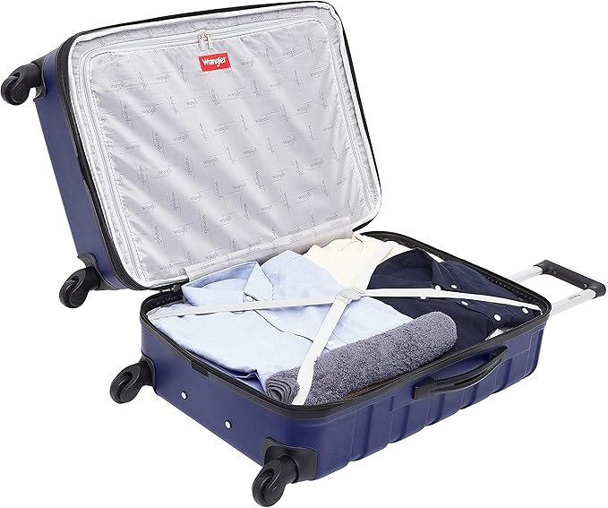Wrangler 4 Piece Miami Luggage and Packing Cubes Set, Blue