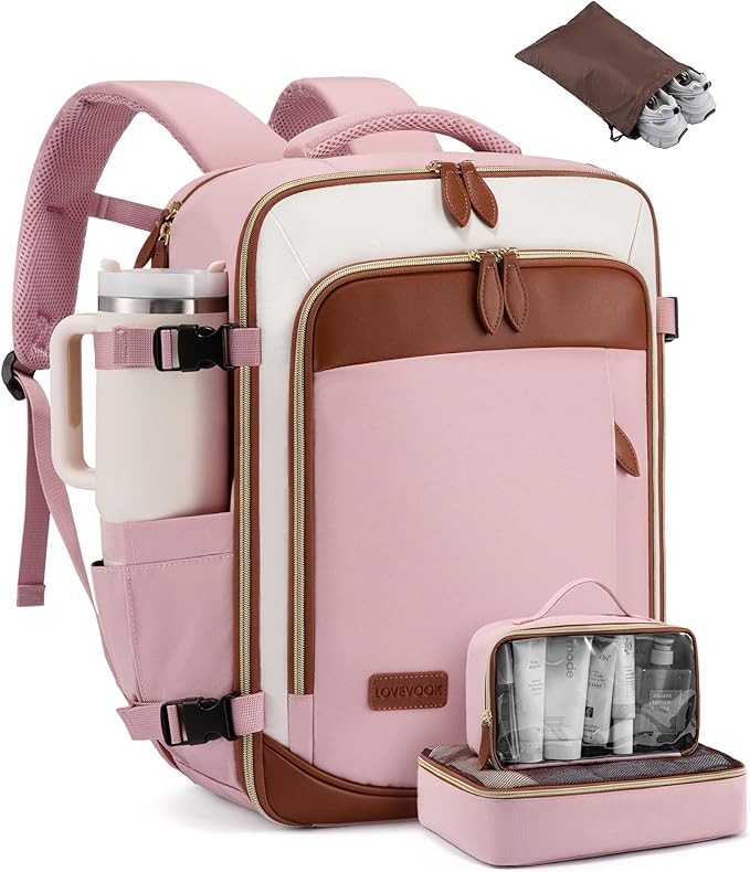 LOVEVOOK 40L Travel Backpack Carry On Airline Approved, Large Backpack with 3 Packing Cubes, TSA Travel Essentials Carry On Bag, Waterproof Weekender Overnight Luggage Daypack, Fits 17.3 Inch Laptop