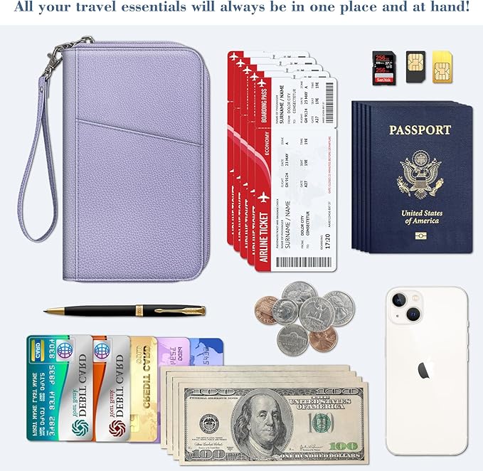 Fintie Family Passport Holder Wallet, RFID Blocking Travel Document Organizer Clutch Bag Credit Cards Case Cover for Women Men