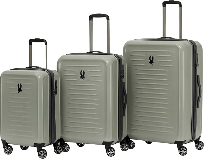 Spyder Rails 3 Piece Luggage Set with 360° Spinner Wheels, TSA Approved Lock (20 Inch Carry-On, 25 Inch Checked, 29 Inch Checked)