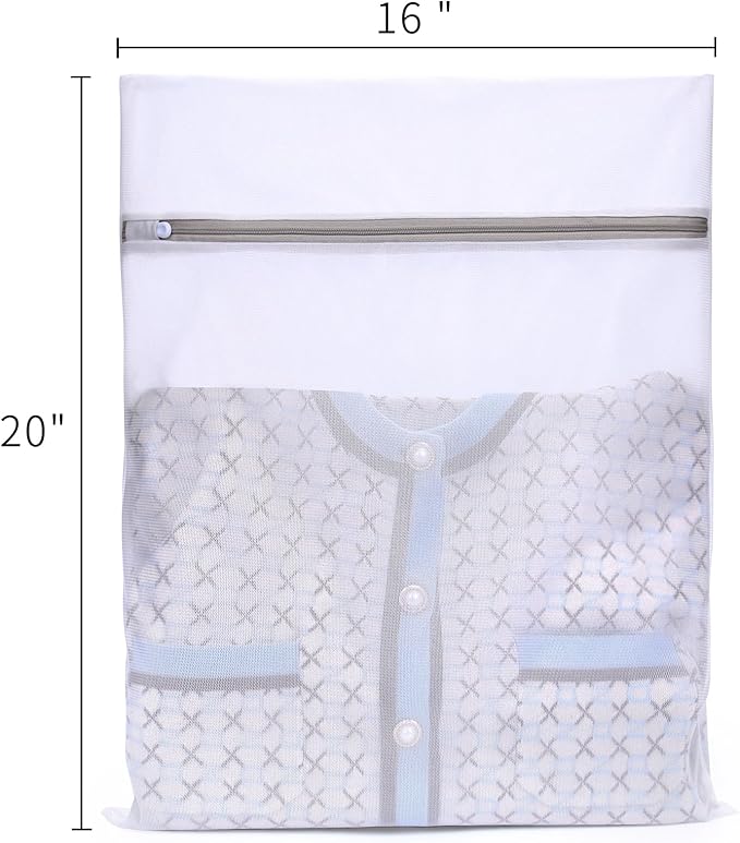 Muchfun 3Pcs Durable Fine Mesh Laundry Bags for Delicates 16 x 20 Inches (3 Large)