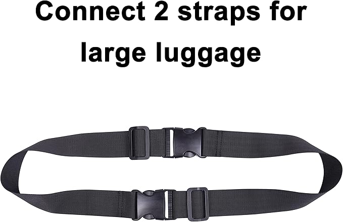 Wisdompro 2 Pcs Add a Bag Luggage Strap, Heavy Duty Adjustable Suitcase Belt Travel Attachment Travel Accessories for Connecting Your Luggage Together - Black