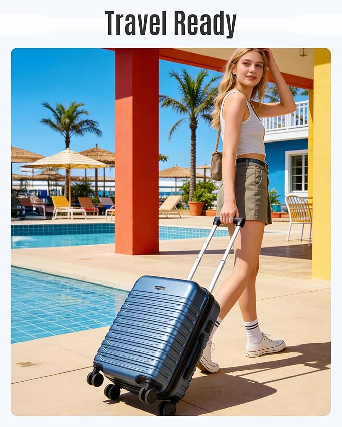 LIGHT FLIGHT Expandable Carry On Luggage 22x14x9 Airline Approved with Double Spinner Wheels, 20 Inch Lightweight Hard Shell Rolling Suitcases with TSA Lock, Black