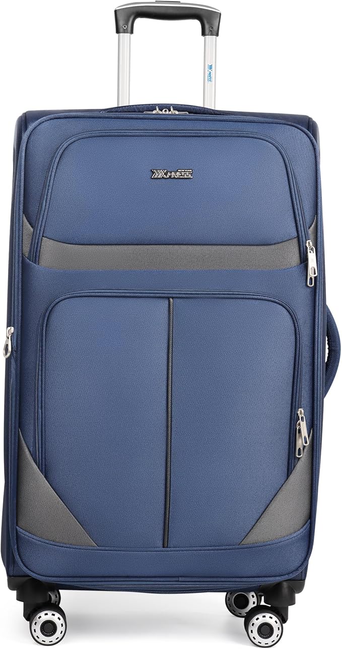 32'' Large Softside Suitcase,Expandable 15% Luggage,with Double Spinner Wheels and LOCK,Lightweight Travel Suitcase for Men/Women（Navy-Grey,32in）