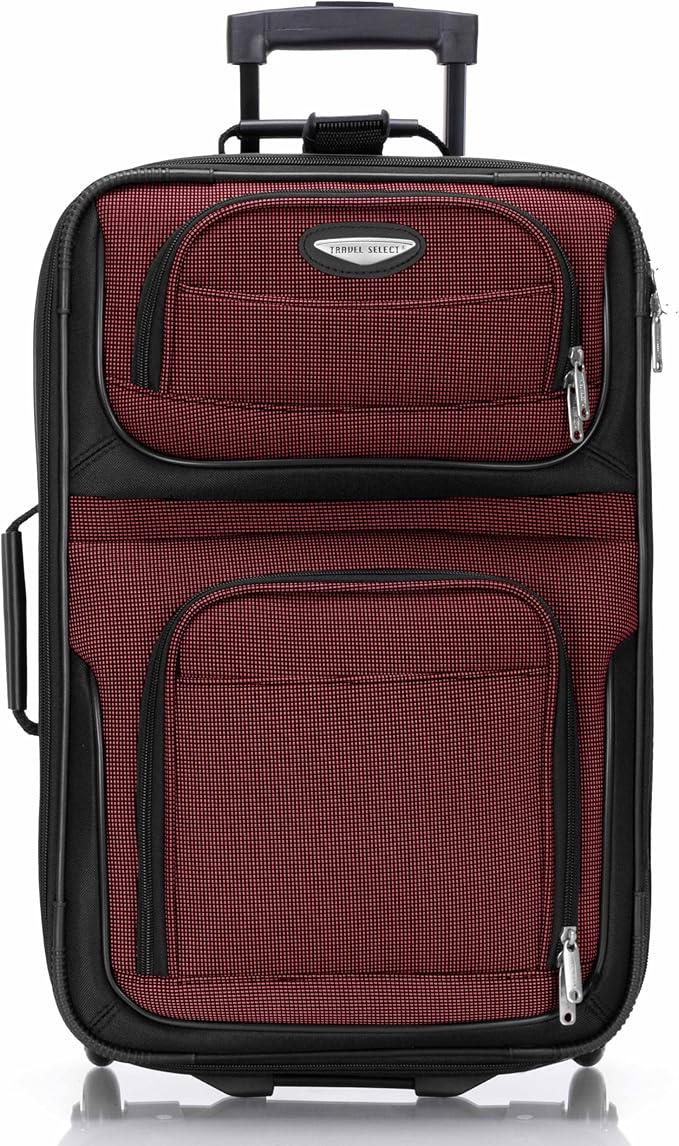 Travel Select Amsterdam Softside Expandable Luggage with Rolling Wheels, Red, 2-Piece Set (15/21)