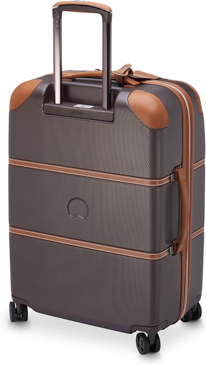DELSEY PARIS Chatelet Air 2.0 Hardside Luggage with Spinner Wheels, Chocolate Brown, Checked-Medium 24 Inch
