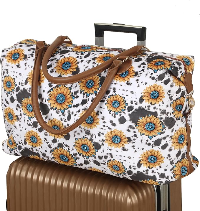 Weekender Bag Duffle Bag For Women Large Travel Tote Bag Overnight Weekend Bags With Shoulder Strap Cow Leopard Atzec…