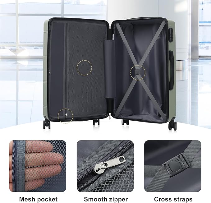6 Pcs ABS Hardshell Luggage Set Spinner Wheel Suitcase Suitcase