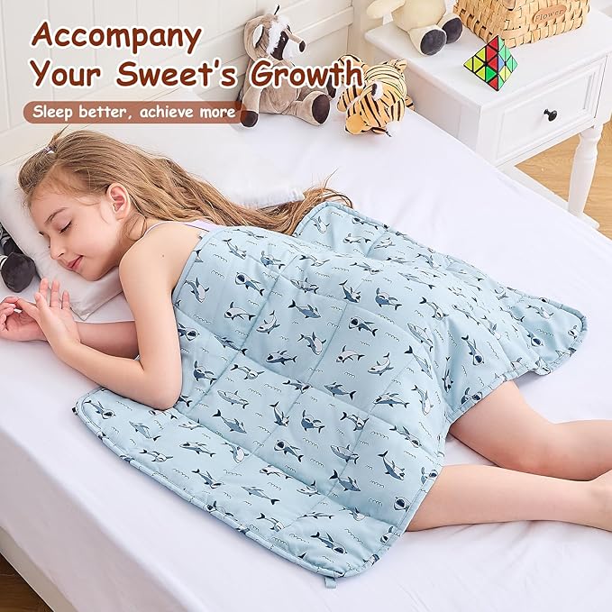 yescool Shark Weighted Lap Pad 2 Pounds Cooling Weighted Lap Pad, Small Weighted Blanket, Weighted Throw Blanket Gifts for Travel Indoor Outdoor, 20"x30"