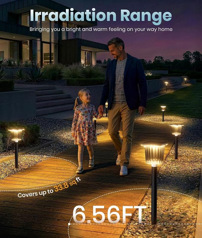 12-Pack Super Bright Solar Pathway Lights Outdoor Powered,Adjustable Warm&Cool White,Waterproof IP65 Solar Garden Decor Landscape Lighting Outside for Front Yard/Patio/Walkway/Driveway/Lawn/Path Light