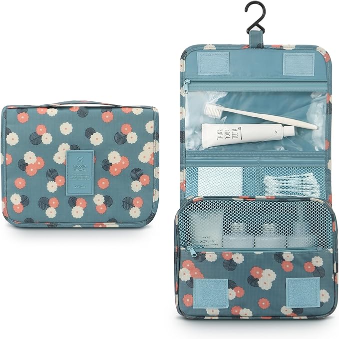 Mossio Hanging Toiletry Bag - Large Cosmetic Makeup Travel Organizer for Men & Women with Sturdy Hook