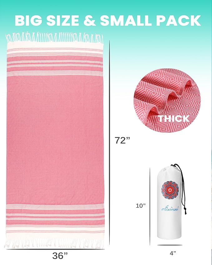 2 Pack Turkish Beach Towels Vacation Essentials Quick Dry Sand Free Women Happy Birthday Gift Ideas Mom Mother Wife Sister Her Teacher Best Friend Retirement 50th 40th 30th Godmother Proposal
