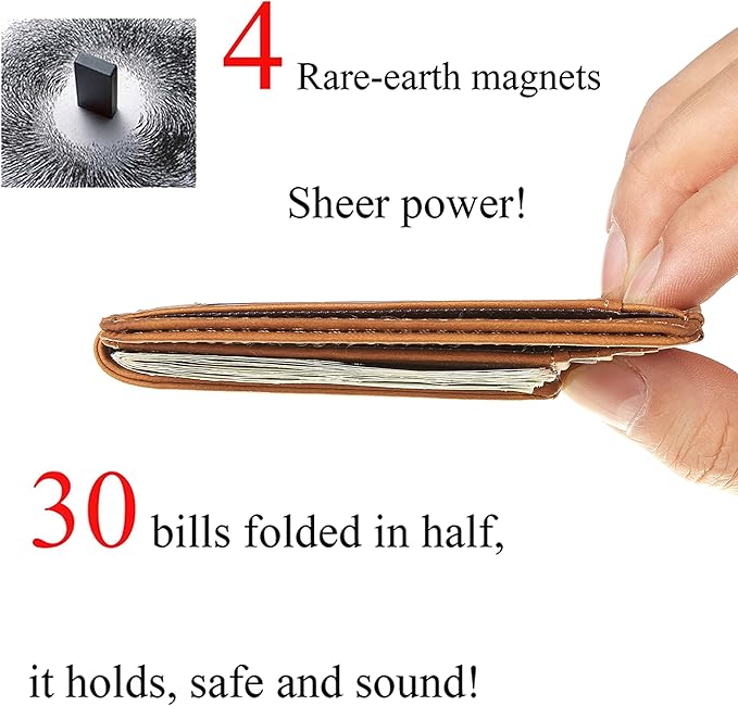 Toughergun Slim Wallet for Men RFID Blocking Money Clip, Minimalist Front Pocket Credit Card Holder, Magnetic Thin Mens Wallets with ID Window