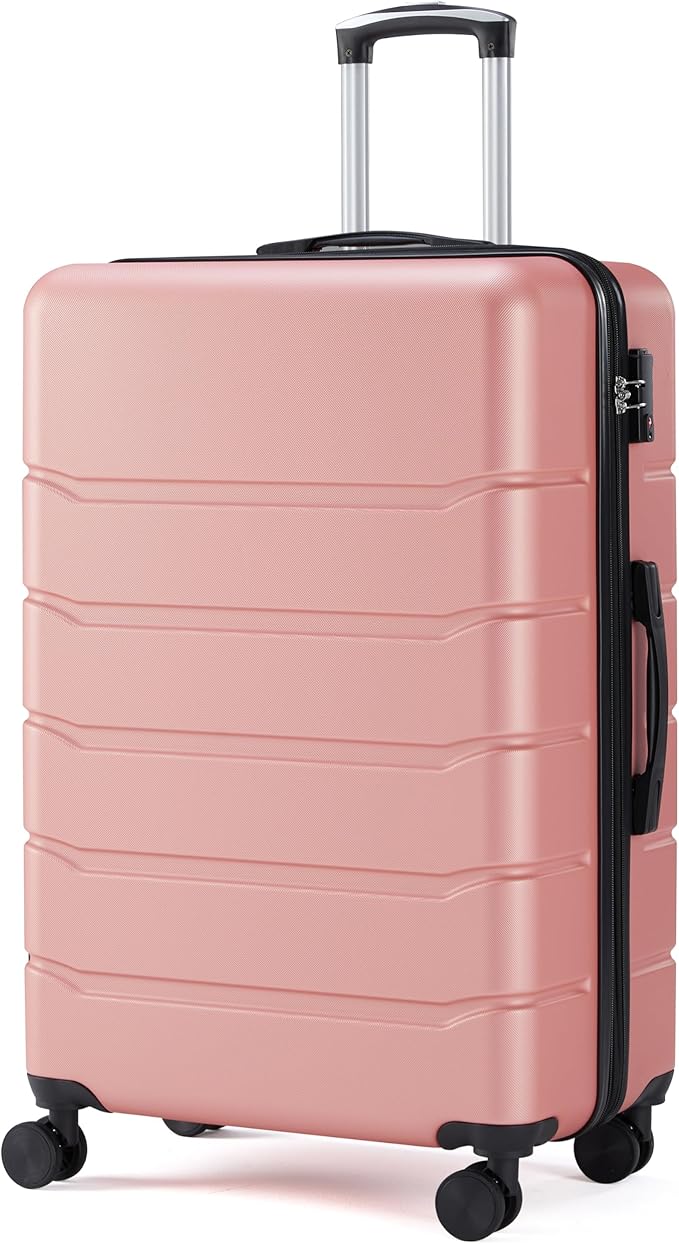 Simple Deluxe 28 Inch Hardside Carry On Luggage, Suitcase with Double Spinner Wheels & TSA Lock, Hard Shell Suitcase, Expandable Rolling Lightweight Luggage, Pink