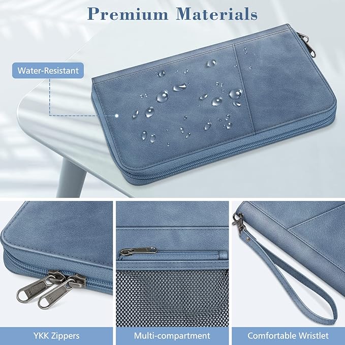 Fintie Family Passport Holder Wallet, RFID Blocking Travel Document Organizer Clutch Bag Credit Cards Case Cover for Women Men
