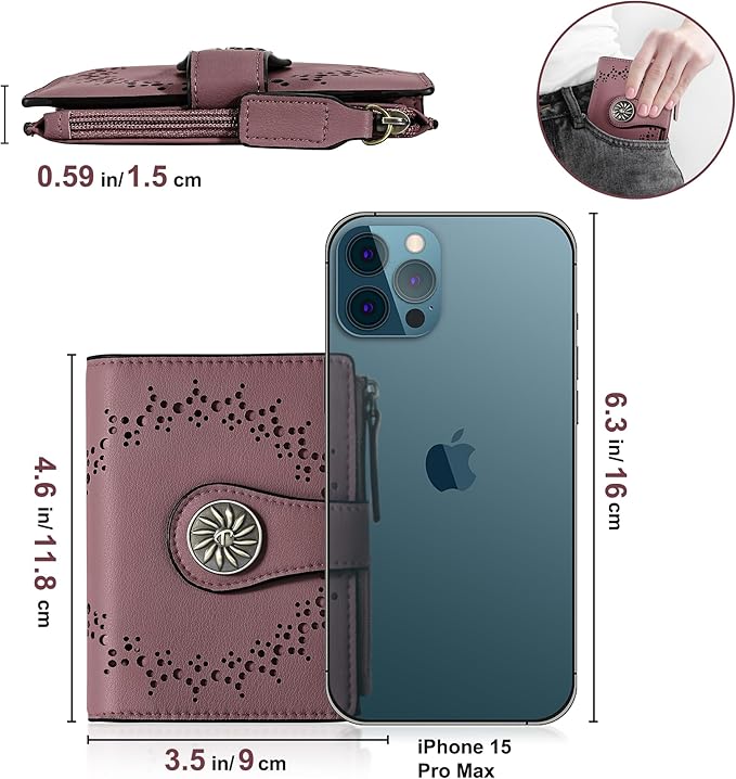 Tipmile Small Wallet for Women Bifold RFID Blocking Card Holder Leather Wallets with Zipper Coin Pocket