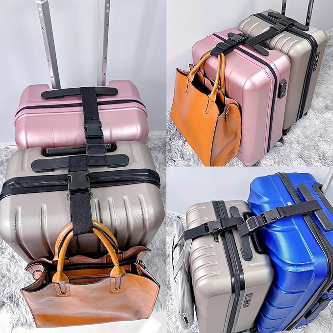2PCS 22 inch Add a Bag Luggage Straps for Suitcase, Adjustable Suitcase Strap, Travel Accessories Travel Attachment for Connecting Two Suitcases or Smaller Packages Together -Black