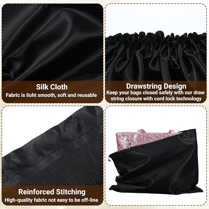 2 Pack Dust Bags for Handbags Storage, Stain Travel Drawstring Shoe Bags, Dustproof Storage Pouch for Handbags, Purses, Shoes, Shoe Travel Bag