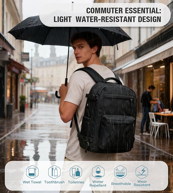 VECAVE Vacuum Travel Backpack with Pump for Women, Personal Item Carry on Backpacks Flight Approved for Men,Laptop Waterproof Work Compression bags Casual Daypack Black..