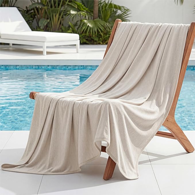 Bedsure Oat Beige Cooling Blanket for Hot Sleepers - Summer Cold Throw Blanket for Bed, Arc-Chill Lightweight Summer Bedding, Cool Thin Ice Cold Cooled Throws with Rayon Derived from Bamboo, 50x70