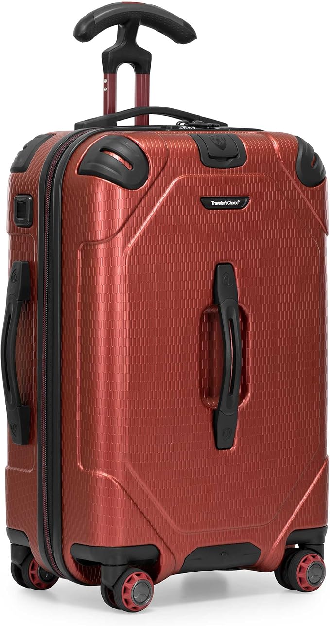Traveler's Choice Maxporter II Polycarbonate Hardside Trunk with Spinner Wheels, Red, 22-Inch Carry-on Luggage