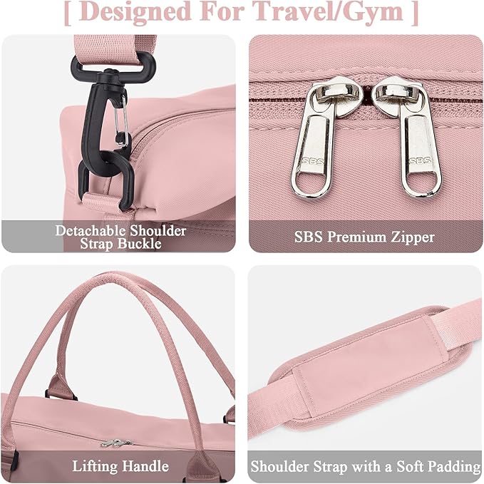 Travel Duffel Bag with Shoes Compartment, Carry on Overnight Weekender Bags for Women, For Spirit Airlines 18x14x8 Personal Item Bag